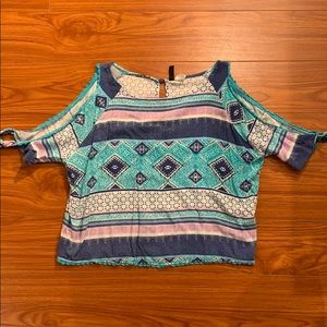 Turquoise open shouldered top
